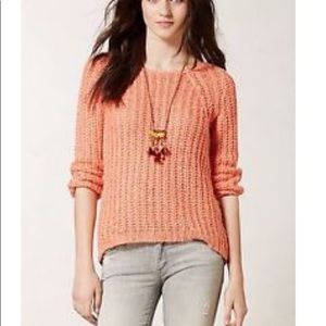 Anthropologie Knitted Knotted coral sweater!